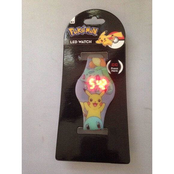 Pokemon Pikachu Bulbasaur Silicone Blue Digital LED Wristwatch Watch